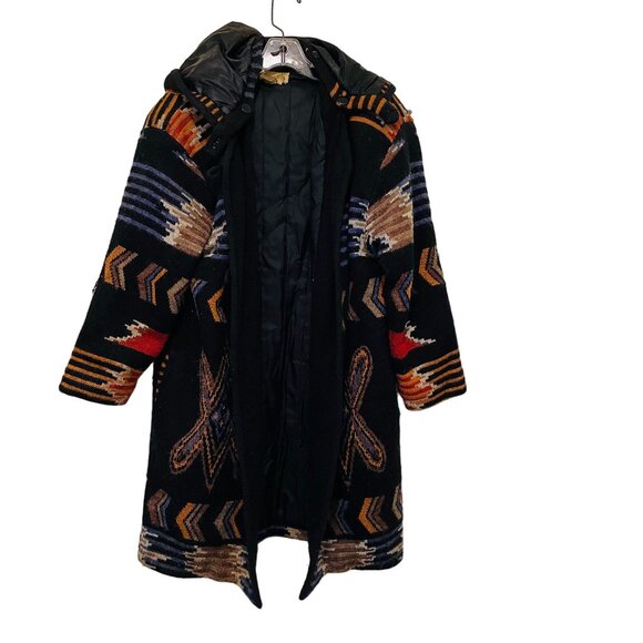 Eugenia By Angenie Womens Hooded Southwestern Coat Multicolor Jacket Acrylic Nyl - Picture 1 of 10